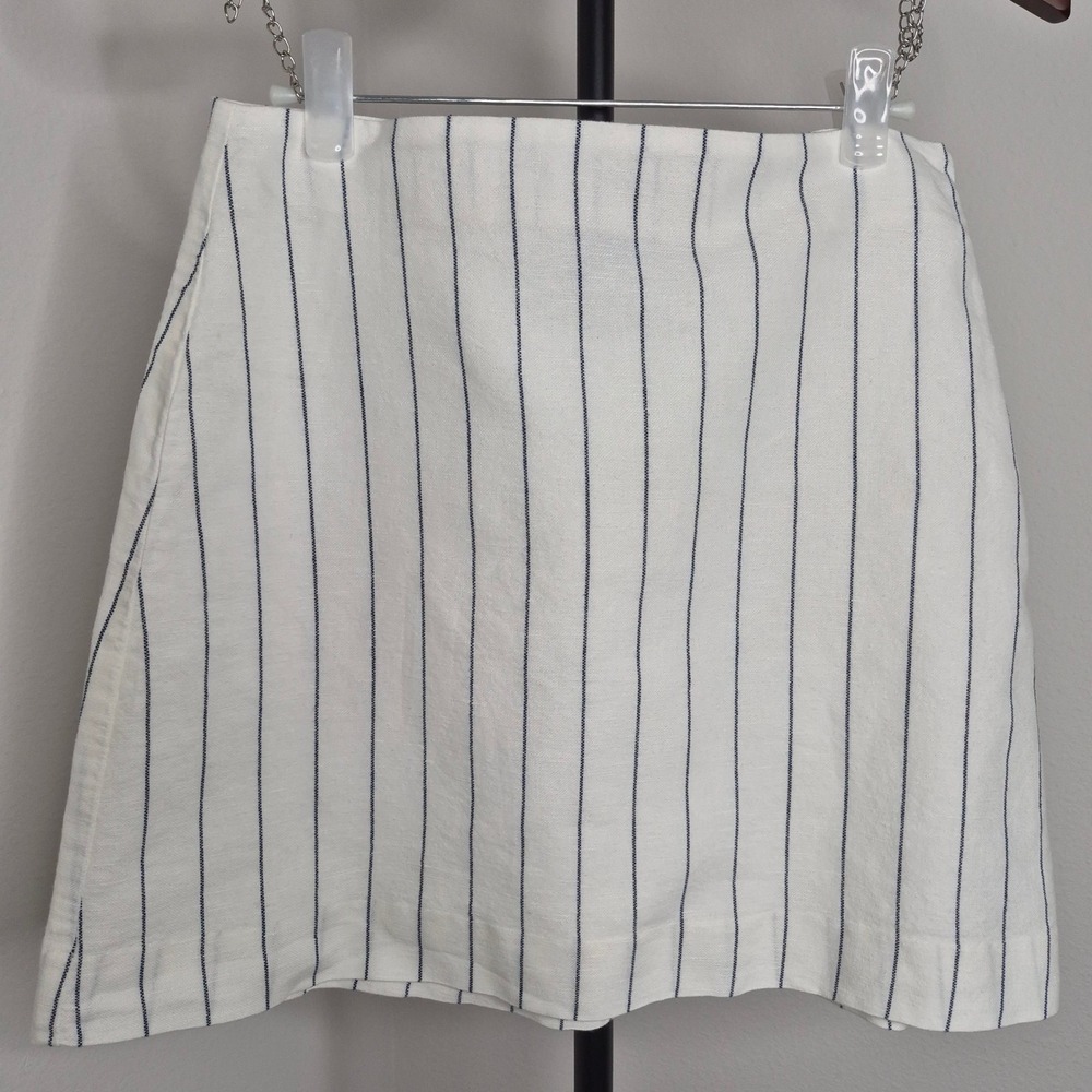 Gap Linen Blend Pinstripe Mini Skirt Heritage Americana Nautical Preppy Size 0